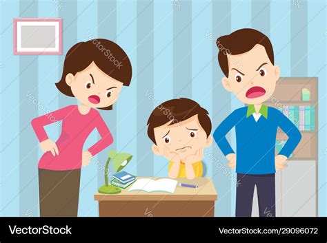 angry mother and father to son so bad education vector image