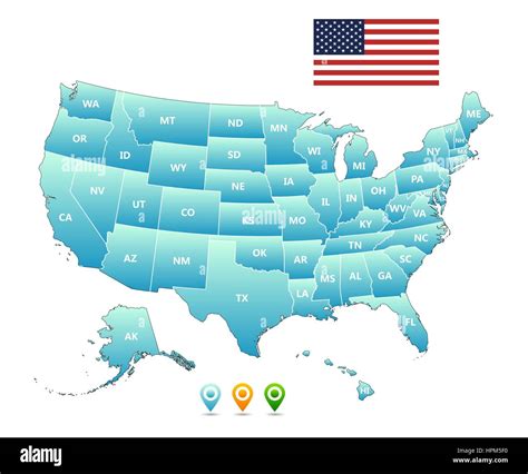 Mapa De Vectores De Los Estados Unidos De América Y La Bandera Imagen