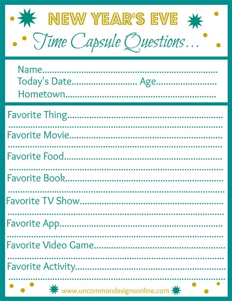 New Years Time Capsule Printable Make It Easy And Fun With These Free