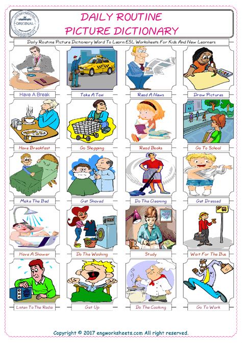 English Worksheet For Kids Esl Printable Picture Dictionary Image