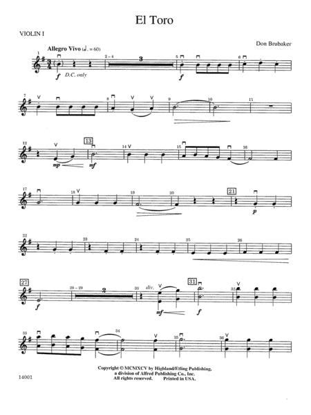 El Toro 1st Violin By Don Brubaker Digital Sheet Music For Part