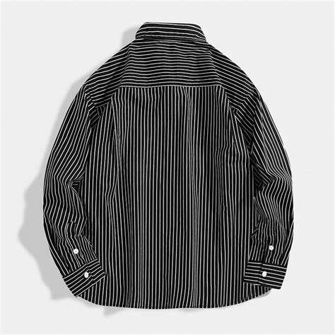 Striped Button Up Shirt Black White L Atom Button Up Shirts