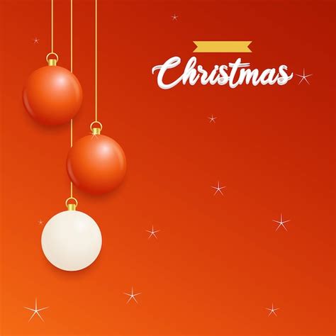 Free Vector Merry Christmas Red Background With White And Red Hanging
