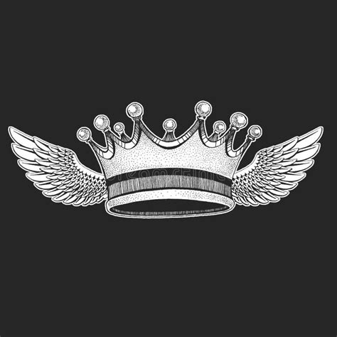 Crown With Wings Cool Emblem For Rock Festival King Queen Princess