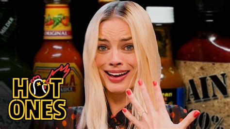 Margot Robbie Pushes Her Limits While Eating Spicy Wings Hot Ones Youtube