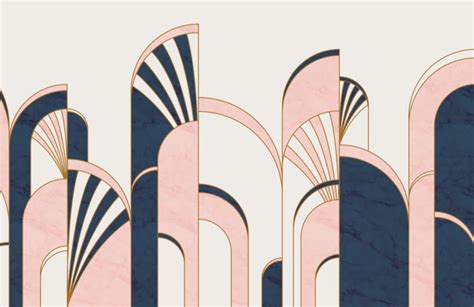 Blue And Pink Art Deco Print Wallpaper Muralswallpaper