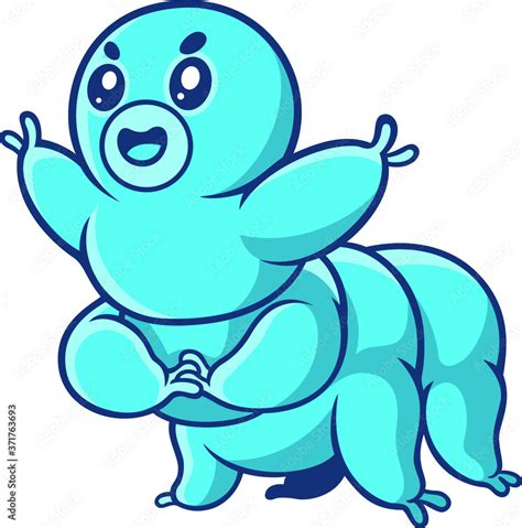 Cute Tardigrade Water Bear Cartoon Character Design Stock Vector