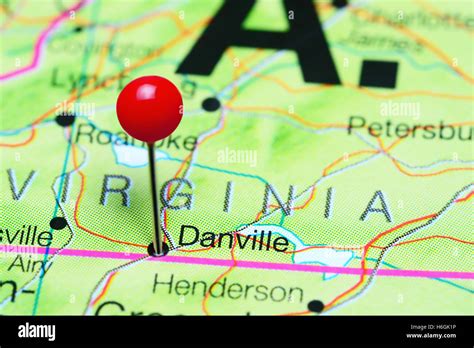 Danville Pinned On A Map Of Virginia Usa Stock Photo Alamy