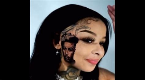 Chrisean Rock Gets Tattoo Of Blueface On The Right Side Of Her Face