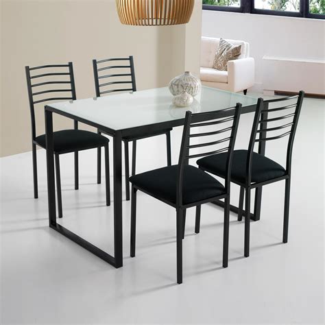 Adquiere este conjunto de mesa clásica para la cocina, con sillas y banco compuestos por los mejores materiales. Conjunto Noa mesa de cocina + 4 sillas cristal | Muebles ...