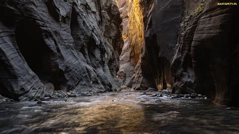 Tapety Zdjęcia Kanion Zion Narrows Rzeka Skały Stany Zjednoczone