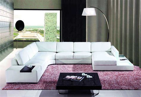 T35 White Leather Sectional Sofa Leather Sectionals