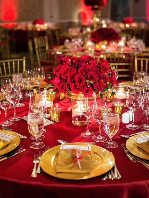 Romantic Wedding Filled With Red Roses And Gold Details Inside