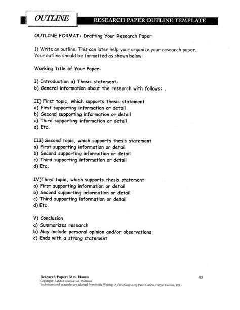 An Outline For A Research Paper With The Title Page Highlighted In
