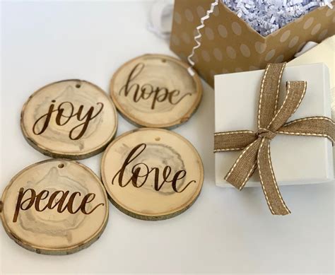 Set Of 4 Hope Peace Love Joy Ornaments Christmas Ornaments Etsy