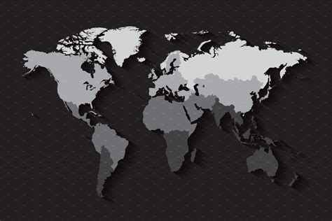 World Map With Countries Black Graphics Creative Market