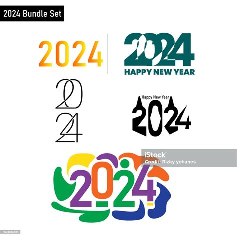 Happy New Year 2024 Element Graphic Stock Illustration Download Image