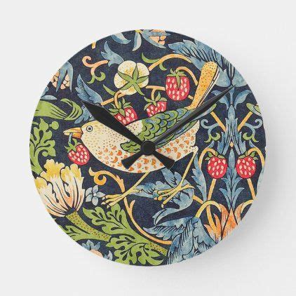 15% off with code celebrations. William Morris Strawberry Thief Floral Pattern Round Clock ...