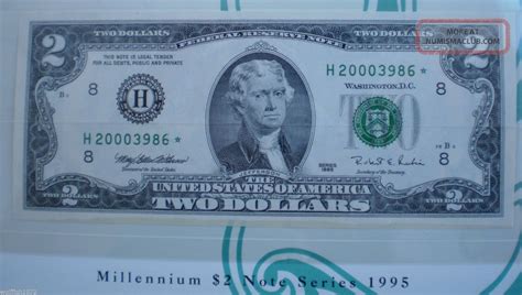 1976 2 Two Dollar Bills Millennium Note Series 1995 Star St Louis