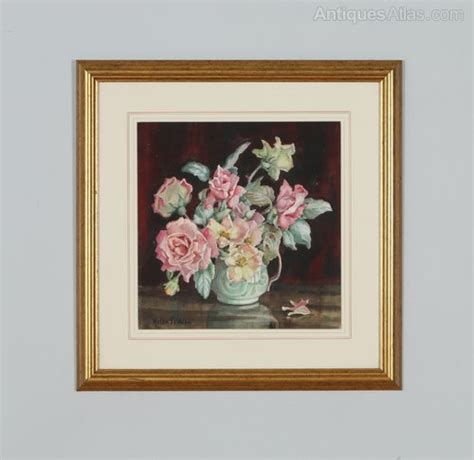 Antiques Atlas English Watercolour Painting Of Flowers In A Vase