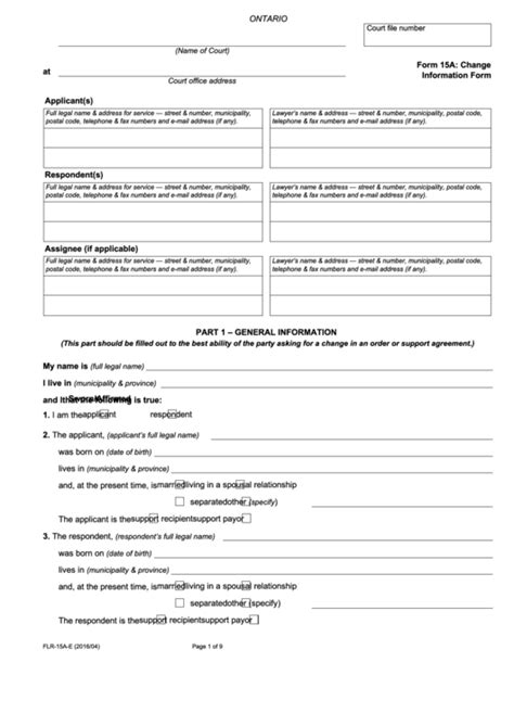 Fillable Form 15a Change Information Form Printable Pdf Download Riset