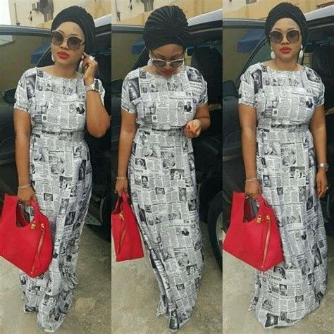 The dress was originally meant for a bride but the designer ended up giving it to mercy and. Mercy Aigbe In Newspaper Print Dress (Photos ...