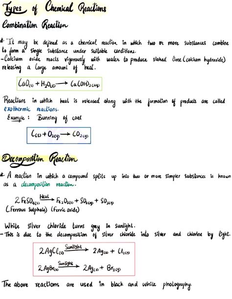 Chemical Reactions And Equation Handwritten Notes Studypur