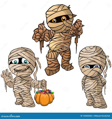 Vector Isolated Illustration Of A Set Mummy For Halloween Stock Vector