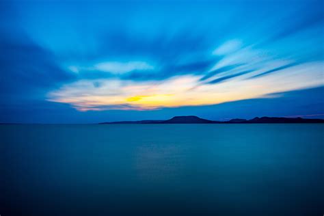 Wallpaper Horizon Mountains Sea Blue Hd Widescreen High