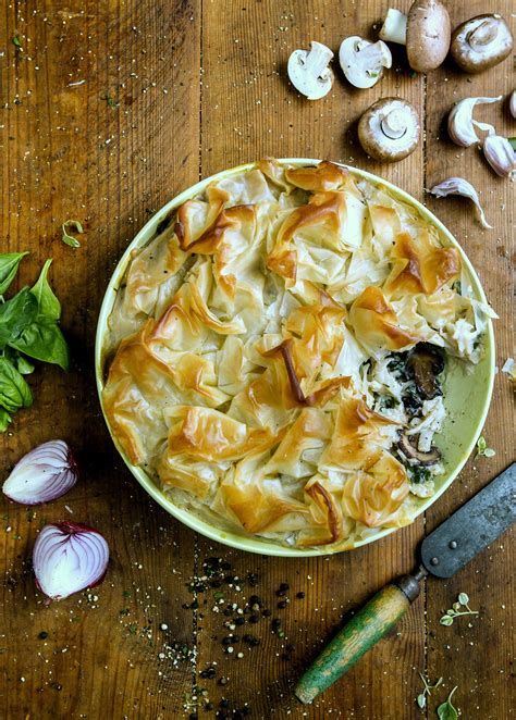 Future50foods A Mouth Watering Pie Topped With Crispy Filo Pastry And Filled With Mushrooms