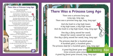 There Was A Princess Long Ago Nursery Rhyme Display Poster