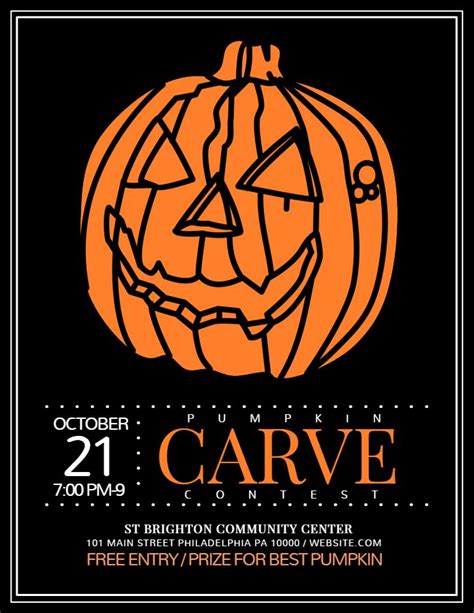 Halloween Carve A Pumpkin Contest Announcement Flyer Social Media