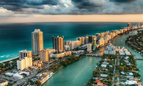 Aerial View Of Miami Beach Skyline Florida