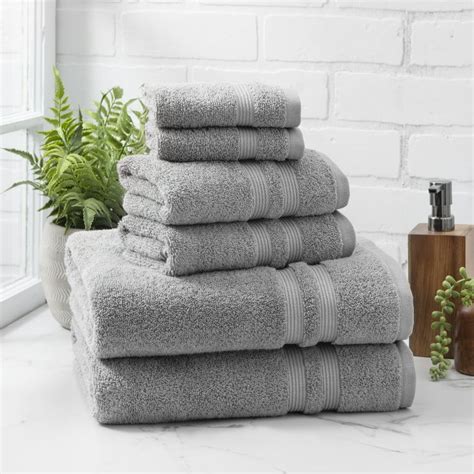 Mainstays Performance Solid 6 Piece Towel Set Grey Flannel Walmart