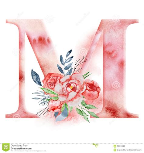 Check spelling or type a new query. Floral Watercolor Alphabet. Monogram Initial Letter M ...