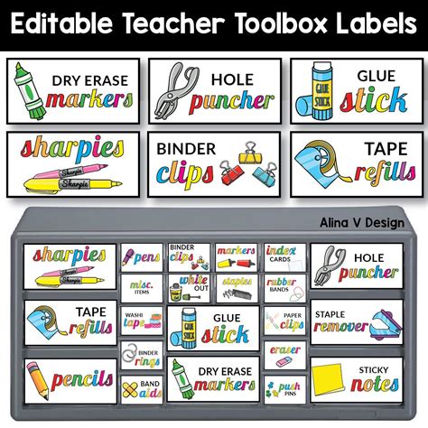 Teacher Toolbox Labels Editable Classroom Supply Labels With Pictures