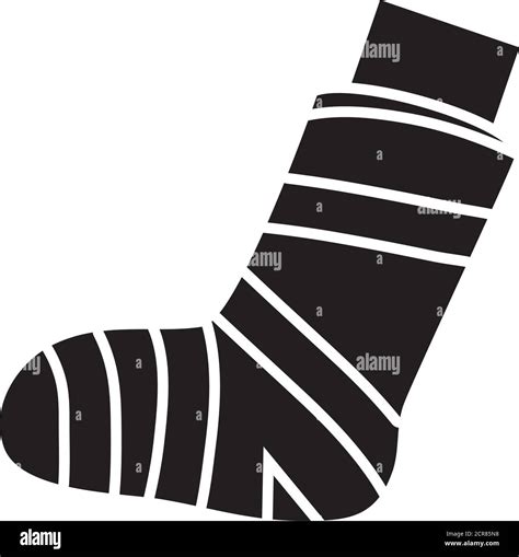 pierna con icono de vendaje sobre fondo blanco estilo de silueta ilustración vectorial imagen