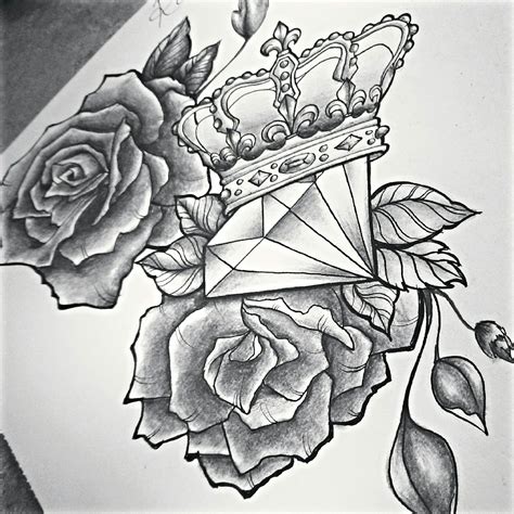In these cases, the black diamond might be surrounded by skulls or other darker images. #tattoo #drawing #diamond #roses | We Heart It | drawing ...