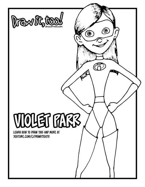 How To Draw Violet Parr Incredibles 2 Drawing Tutorial Draw It Too