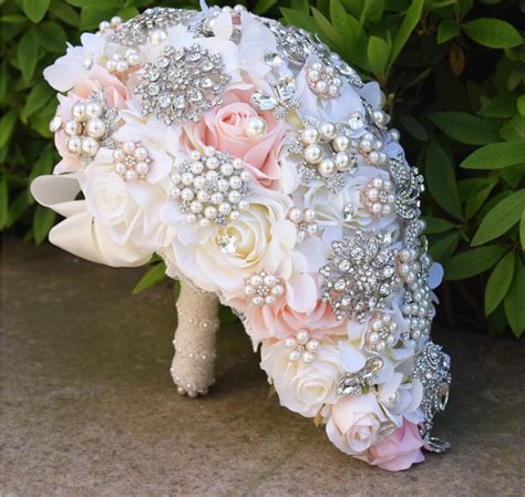 Round Blush Wedding Bouquet For Brides Teardrop Butterfly