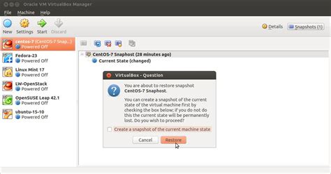 He carried a snapshot of his daughter. Create and Restore VM Snapshot in VirtualBox on Ubuntu Linux
