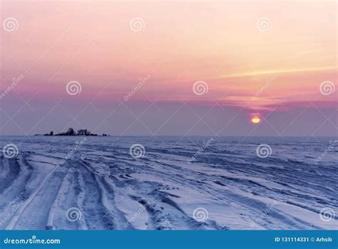 Lilac Sunset Over The Ob Sea Stock Image Image Of Berdsk Bright