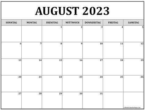 August 2023 Kalender Auf Deutsch Kalender 2023