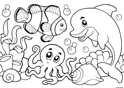 Coloriage La Vie Sous Marine Ocean Dessin Animaux De La Mer à Imprimer