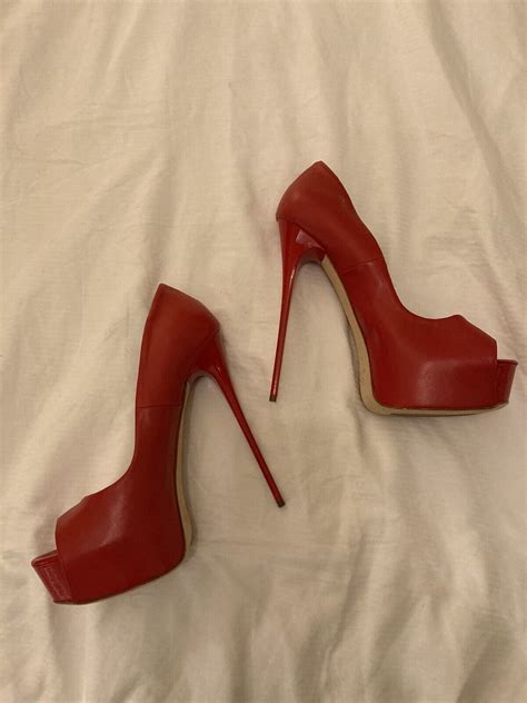 1969 high heel red stiletto platform peep toe uk7 eu40 ebay