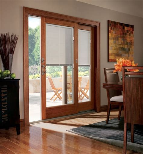 Sleek And Modern Gliding Patio Doors With Built In Blinds View The