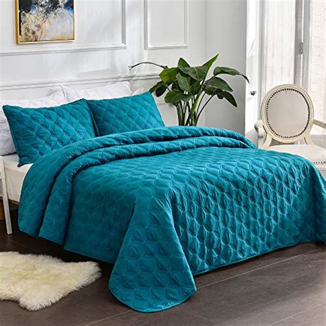 Litanika King Size Quilt Set Teal Turquoise Summer Bedspreads