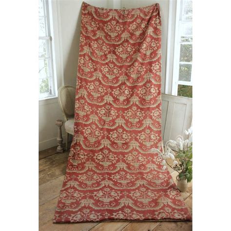 Antique French 18th Century Design Block Printed Linen Drape Curtain