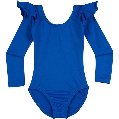 Royal Blue Long Sleeve Ruffle Dance Leotard For Infants And Girls The