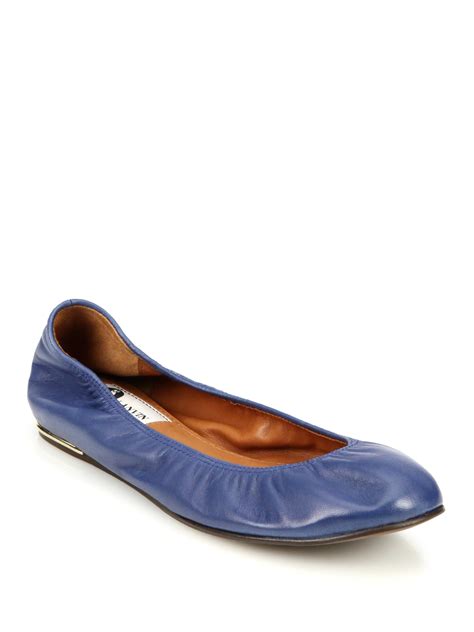 Lyst Lanvin Classic Leather Ballet Flats In Blue